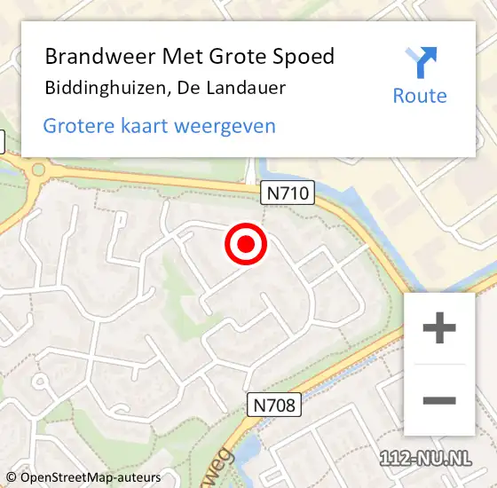 Locatie op kaart van de 112 melding: Brandweer Met Grote Spoed Naar Biddinghuizen, De Landauer op 26 december 2014 13:01