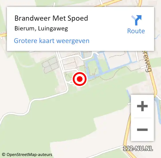 Locatie op kaart van de 112 melding: Brandweer Met Spoed Naar Bierum, Luingaweg op 26 december 2014 13:42