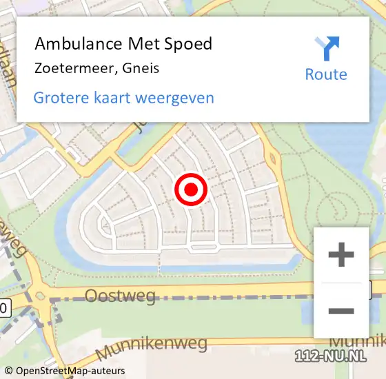 Locatie op kaart van de 112 melding: Ambulance Met Spoed Naar Zoetermeer, Gneis op 26 december 2014 13:59