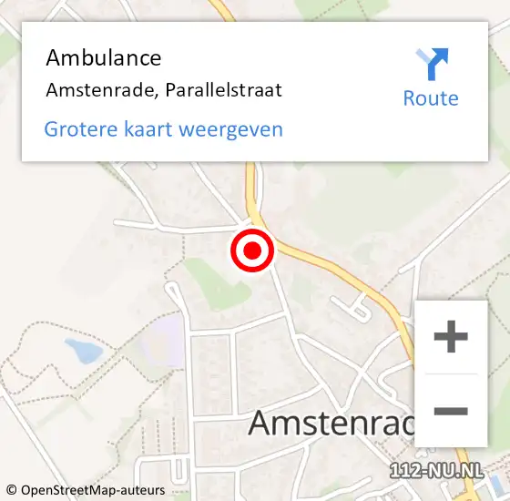 Locatie op kaart van de 112 melding: Ambulance Amstenrade, Parallelstraat op 26 december 2014 13:59