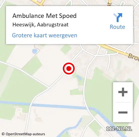 Locatie op kaart van de 112 melding: Ambulance Met Spoed Naar Heeswijk, Aabrugstraat op 26 december 2014 14:27