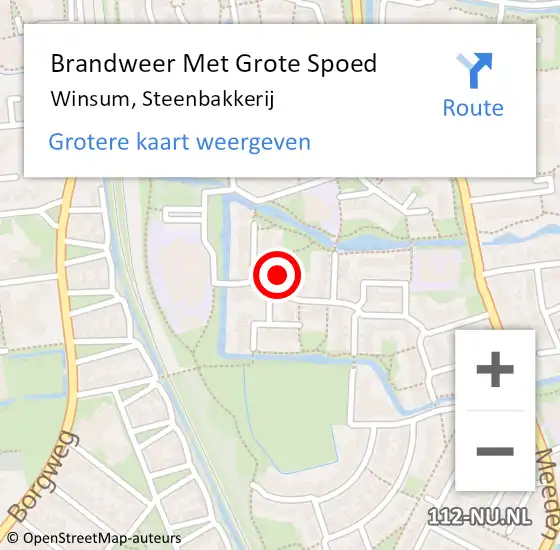 Locatie op kaart van de 112 melding: Brandweer Met Grote Spoed Naar Winsum, Steenbakkerij op 26 december 2014 14:39