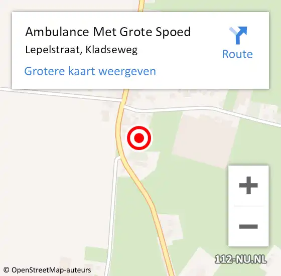 Locatie op kaart van de 112 melding: Ambulance Met Grote Spoed Naar Lepelstraat, Kladseweg op 26 december 2014 15:27