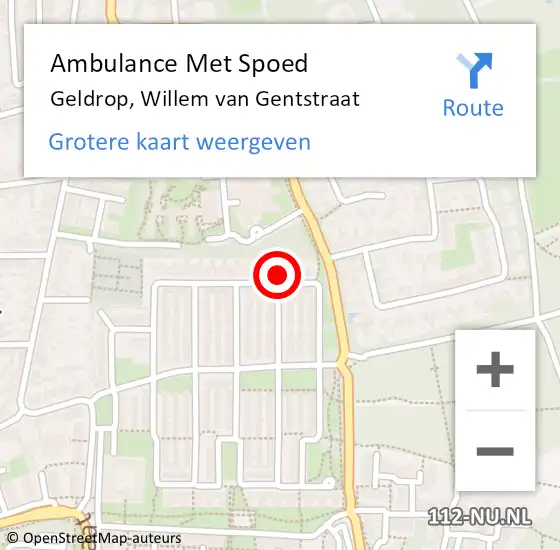 Locatie op kaart van de 112 melding: Ambulance Met Spoed Naar Geldrop, Willem van Gentstraat op 26 december 2014 15:29