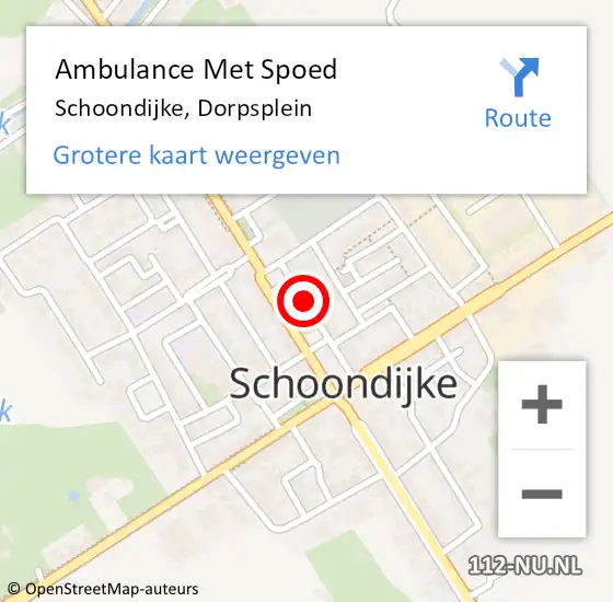 Locatie op kaart van de 112 melding: Ambulance Met Spoed Naar Schoondijke, Dorpsplein op 26 december 2014 15:47