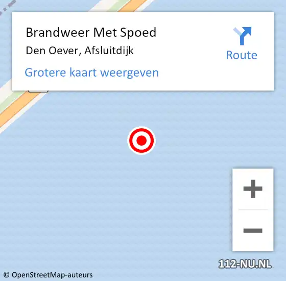 Locatie op kaart van de 112 melding: Brandweer Met Spoed Naar Den Oever, Afsluitdijk op 26 december 2014 16:16