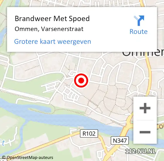 Locatie op kaart van de 112 melding: Brandweer Met Spoed Naar Ommen, Varsenerstraat op 26 december 2014 16:47