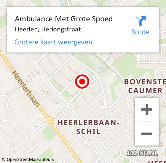 Locatie op kaart van de 112 melding: Ambulance Met Grote Spoed Naar Heerlen, Herlongstraat op 26 december 2014 17:33