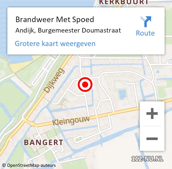 Locatie op kaart van de 112 melding: Brandweer Met Spoed Naar Andijk, Burgemeester Doumastraat op 26 december 2014 17:39