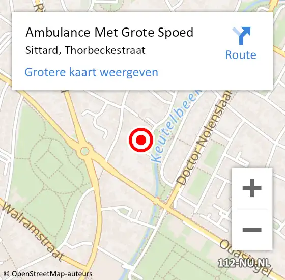 Locatie op kaart van de 112 melding: Ambulance Met Grote Spoed Naar Sittard, Thorbeckestraat op 26 december 2014 17:48