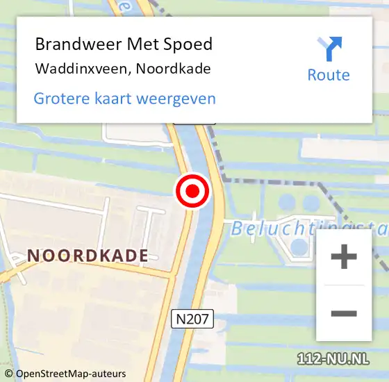 Locatie op kaart van de 112 melding: Brandweer Met Spoed Naar Waddinxveen, Noordkade op 10 september 2013 17:44