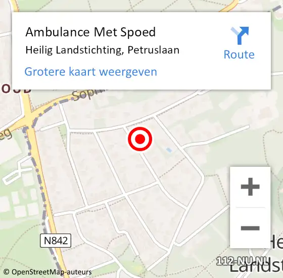 Locatie op kaart van de 112 melding: Ambulance Met Spoed Naar Heilig Landstichting, Petruslaan op 26 december 2014 18:19