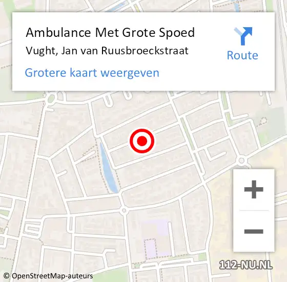 Locatie op kaart van de 112 melding: Ambulance Met Grote Spoed Naar Vught, Jan van Ruusbroeckstraat op 26 december 2014 18:28