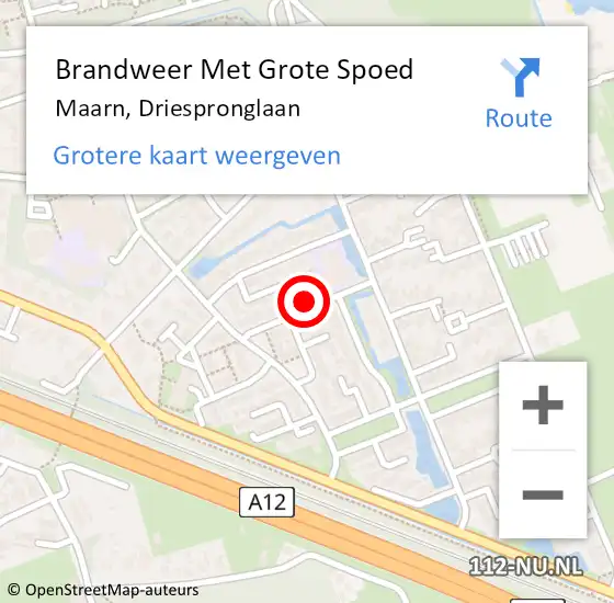 Locatie op kaart van de 112 melding: Brandweer Met Grote Spoed Naar Maarn, Driespronglaan op 26 december 2014 19:16