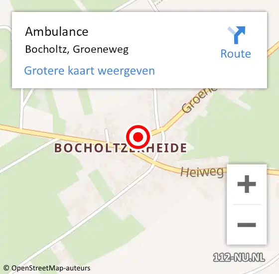 Locatie op kaart van de 112 melding: Ambulance Bocholtz, Groeneweg op 26 december 2014 19:41