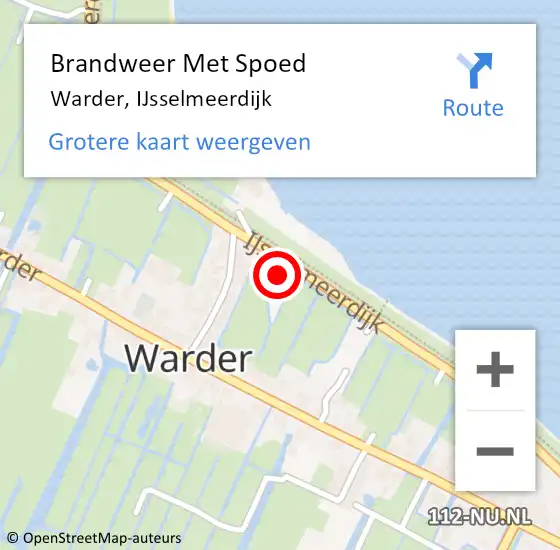 Locatie op kaart van de 112 melding: Brandweer Met Spoed Naar Warder, IJsselmeerdijk op 26 december 2014 19:46