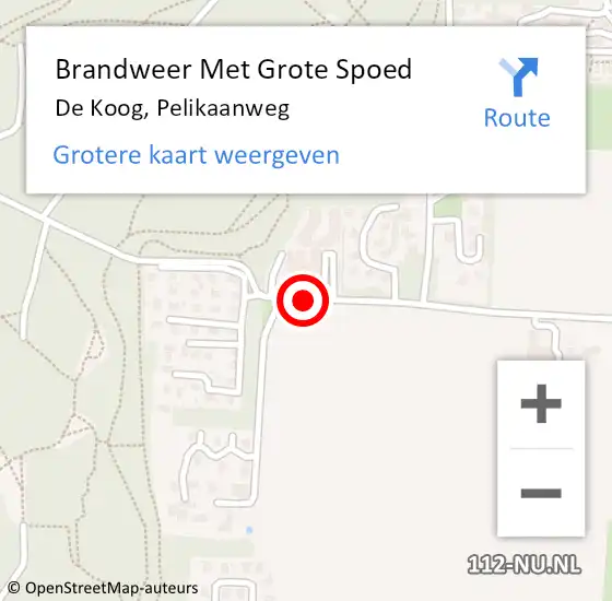 Locatie op kaart van de 112 melding: Brandweer Met Grote Spoed Naar De Koog, Pelikaanweg op 26 december 2014 20:01