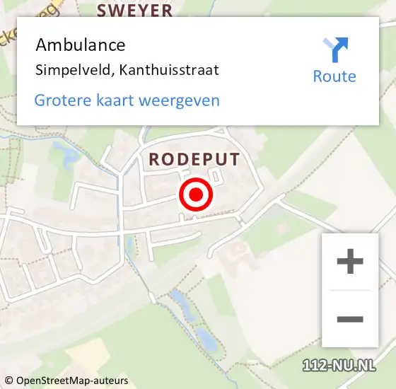 Locatie op kaart van de 112 melding: Ambulance Simpelveld, Kanthuisstraat op 26 december 2014 20:17