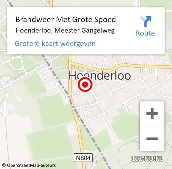 Locatie op kaart van de 112 melding: Brandweer Met Grote Spoed Naar Hoenderloo, Meester Gangelweg op 26 december 2014 20:22