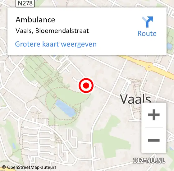 Locatie op kaart van de 112 melding: Ambulance Vaals, Bloemendalstraat op 26 december 2014 20:33