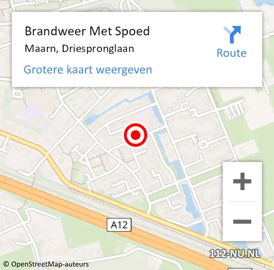 Locatie op kaart van de 112 melding: Brandweer Met Spoed Naar Maarn, Driespronglaan op 26 december 2014 20:52