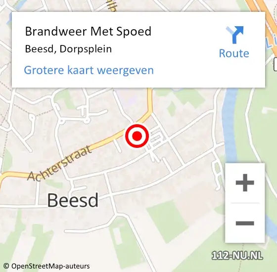 Locatie op kaart van de 112 melding: Brandweer Met Spoed Naar Beesd, Dorpsplein op 26 december 2014 21:21