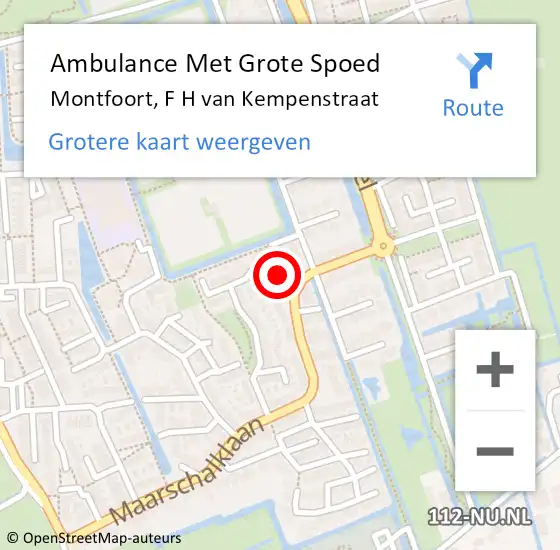 Locatie op kaart van de 112 melding: Ambulance Met Grote Spoed Naar Montfoort, F H van Kempenstraat op 26 december 2014 22:02