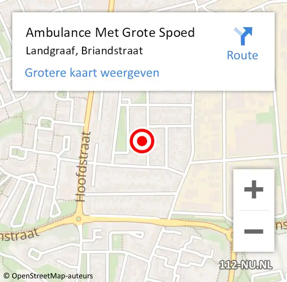 Locatie op kaart van de 112 melding: Ambulance Met Grote Spoed Naar Landgraaf, Briandstraat op 26 december 2014 22:30