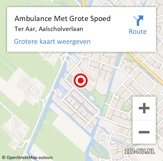 Locatie op kaart van de 112 melding: Ambulance Met Grote Spoed Naar Ter Aar, Aalscholverlaan op 27 december 2014 00:26