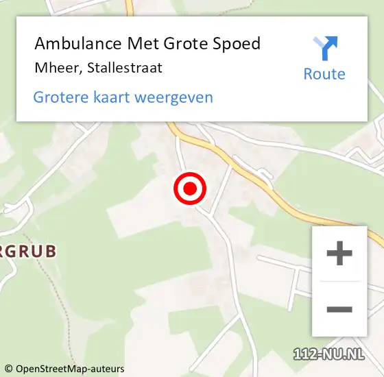 Locatie op kaart van de 112 melding: Ambulance Met Grote Spoed Naar Mheer, Stallestraat op 27 december 2014 01:21