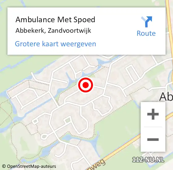 Locatie op kaart van de 112 melding: Ambulance Met Spoed Naar Abbekerk, Zandvoortwijk op 27 december 2014 03:06