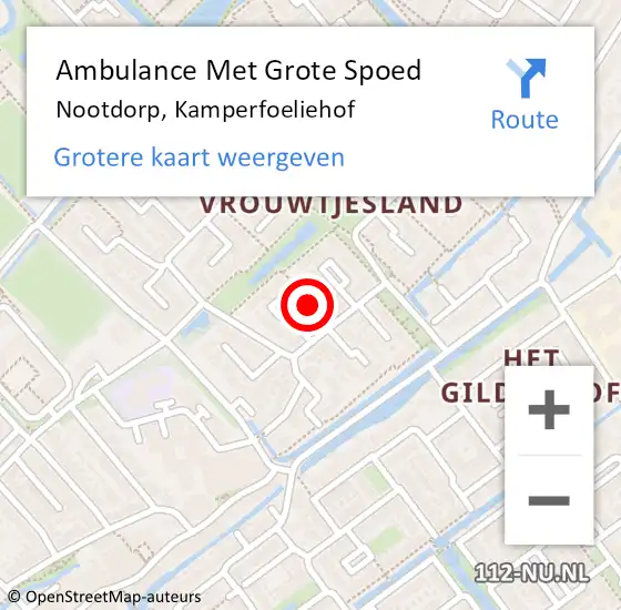 Locatie op kaart van de 112 melding: Ambulance Met Grote Spoed Naar Nootdorp, Kamperfoeliehof op 27 december 2014 03:07