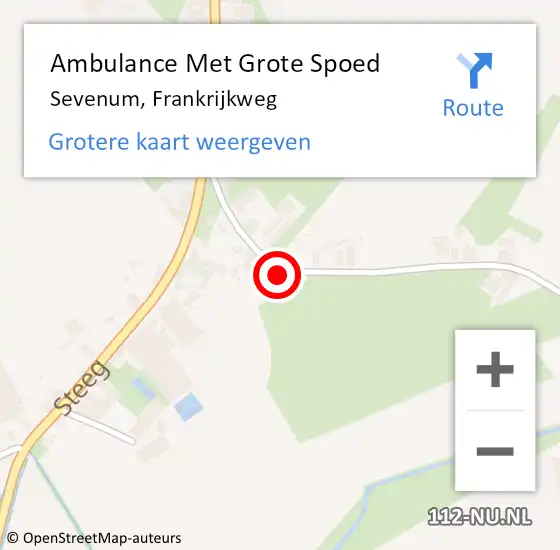 Locatie op kaart van de 112 melding: Ambulance Met Grote Spoed Naar Sevenum, Frankrijkweg op 25 oktober 2013 15:55