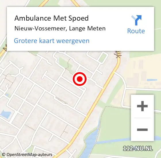 Locatie op kaart van de 112 melding: Ambulance Met Spoed Naar Nieuw-Vossemeer, Lange Meten op 27 december 2014 03:56