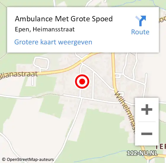 Locatie op kaart van de 112 melding: Ambulance Met Grote Spoed Naar Epen, Heimansstraat op 27 december 2014 04:31