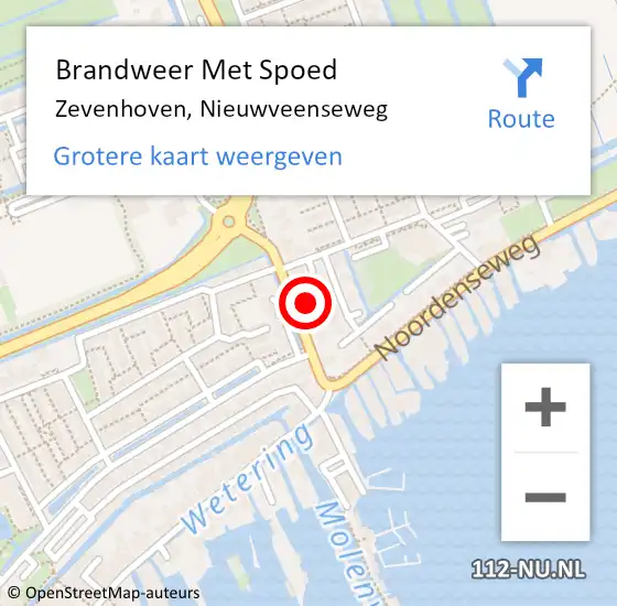 Locatie op kaart van de 112 melding: Brandweer Met Spoed Naar Zevenhoven, Nieuwveenseweg op 27 december 2014 04:34