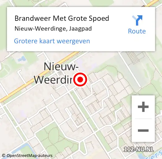 Locatie op kaart van de 112 melding: Brandweer Met Grote Spoed Naar Nieuw-Weerdinge, Jaagpad op 27 december 2014 04:38