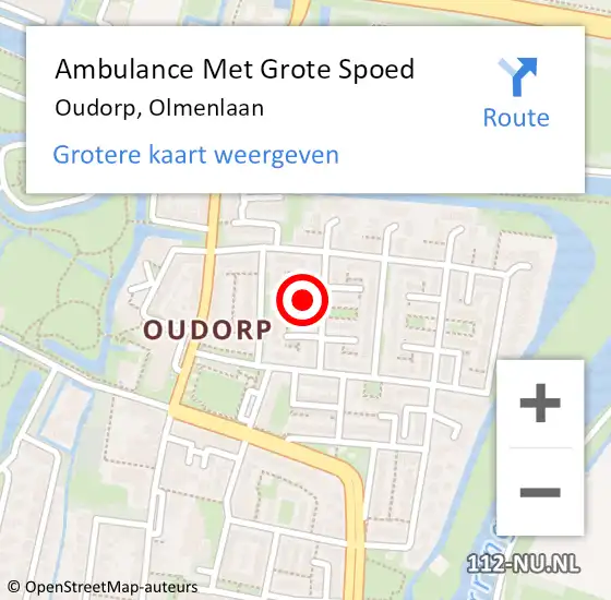 Locatie op kaart van de 112 melding: Ambulance Met Grote Spoed Naar Oudorp, Olmenlaan op 27 december 2014 08:06