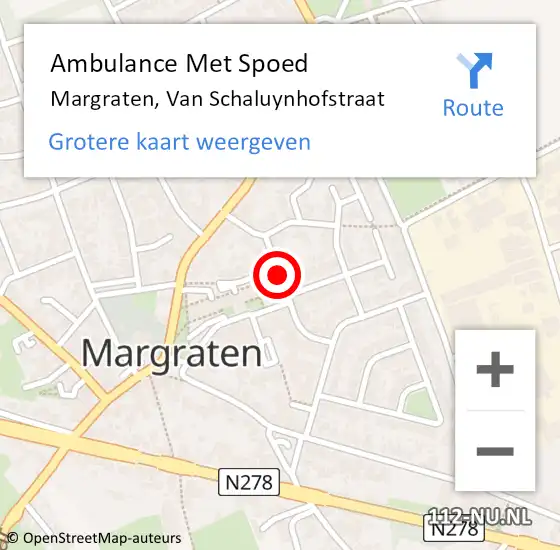 Locatie op kaart van de 112 melding: Ambulance Met Spoed Naar Margraten, Van Schaluynhofstraat op 27 december 2014 08:20