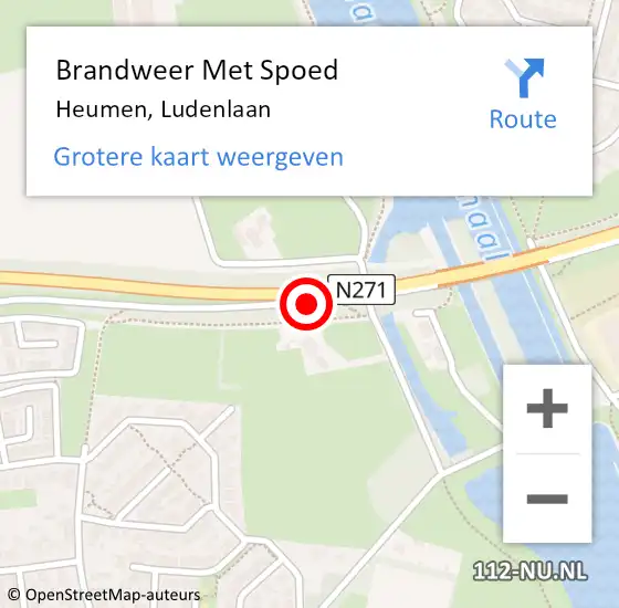 Locatie op kaart van de 112 melding: Brandweer Met Spoed Naar Heumen, Ludenlaan op 27 december 2014 09:04