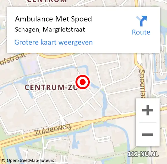 Locatie op kaart van de 112 melding: Ambulance Met Spoed Naar Schagen, Margrietstraat op 27 december 2014 09:17