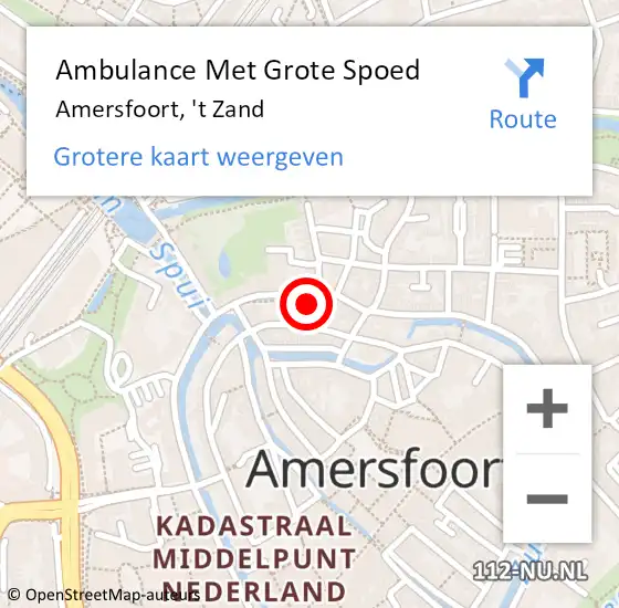 Locatie op kaart van de 112 melding: Ambulance Met Grote Spoed Naar Amersfoort, 't Zand op 27 december 2014 09:19