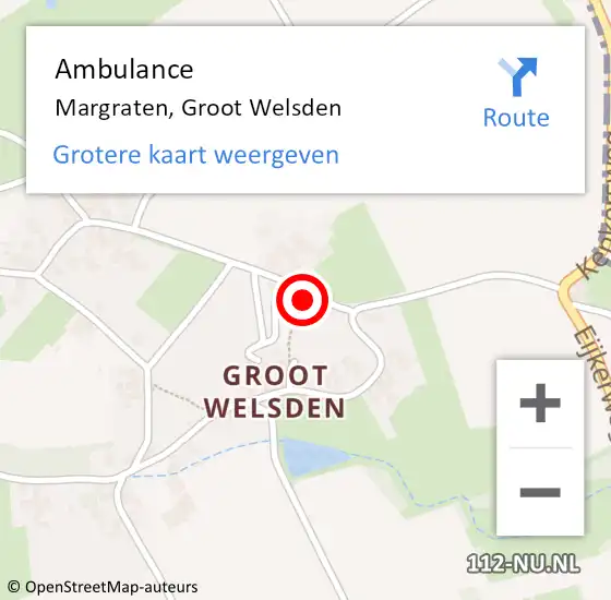 Locatie op kaart van de 112 melding: Ambulance Margraten, Groot Welsden op 27 december 2014 09:30