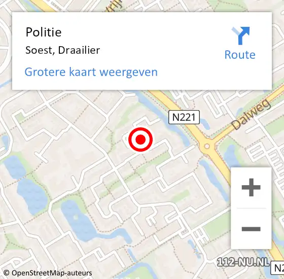 Locatie op kaart van de 112 melding: Politie Soest, Draailier op 25 oktober 2013 16:15