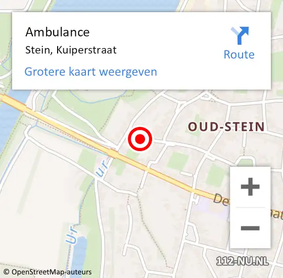 Locatie op kaart van de 112 melding: Ambulance Stein, Kuiperstraat op 27 december 2014 09:58