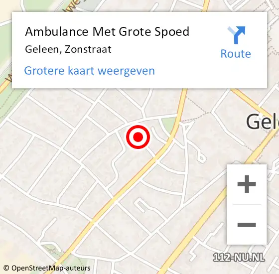 Locatie op kaart van de 112 melding: Ambulance Met Grote Spoed Naar Geleen, Zonstraat op 27 december 2014 10:00