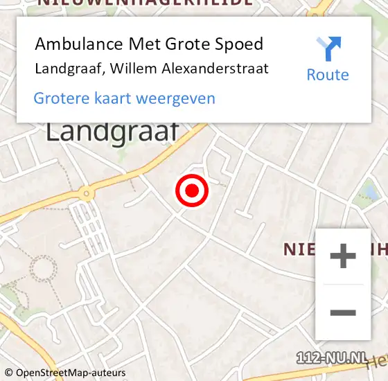 Locatie op kaart van de 112 melding: Ambulance Met Grote Spoed Naar Landgraaf, Willem Alexanderstraat op 27 december 2014 10:08