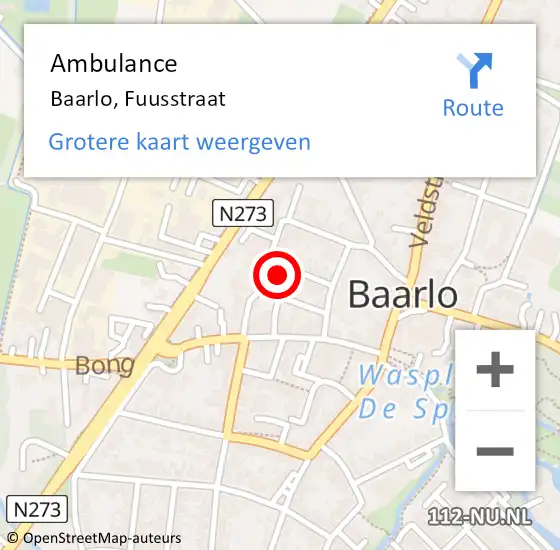 Locatie op kaart van de 112 melding: Ambulance Baarlo, Fuusstraat op 27 december 2014 10:14