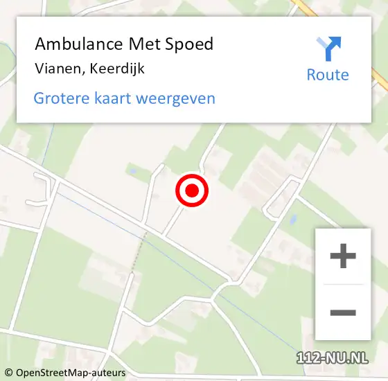 Locatie op kaart van de 112 melding: Ambulance Met Spoed Naar Vianen, Keerdijk op 27 december 2014 10:20