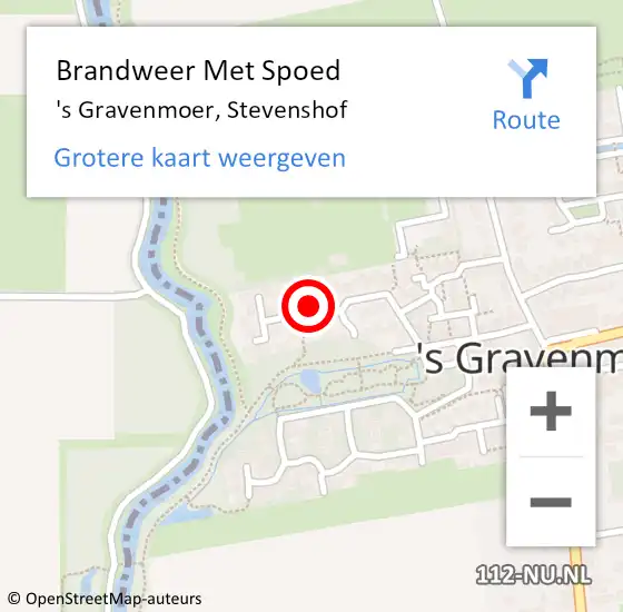 Locatie op kaart van de 112 melding: Brandweer Met Spoed Naar 's Gravenmoer, Stevenshof op 27 december 2014 10:34